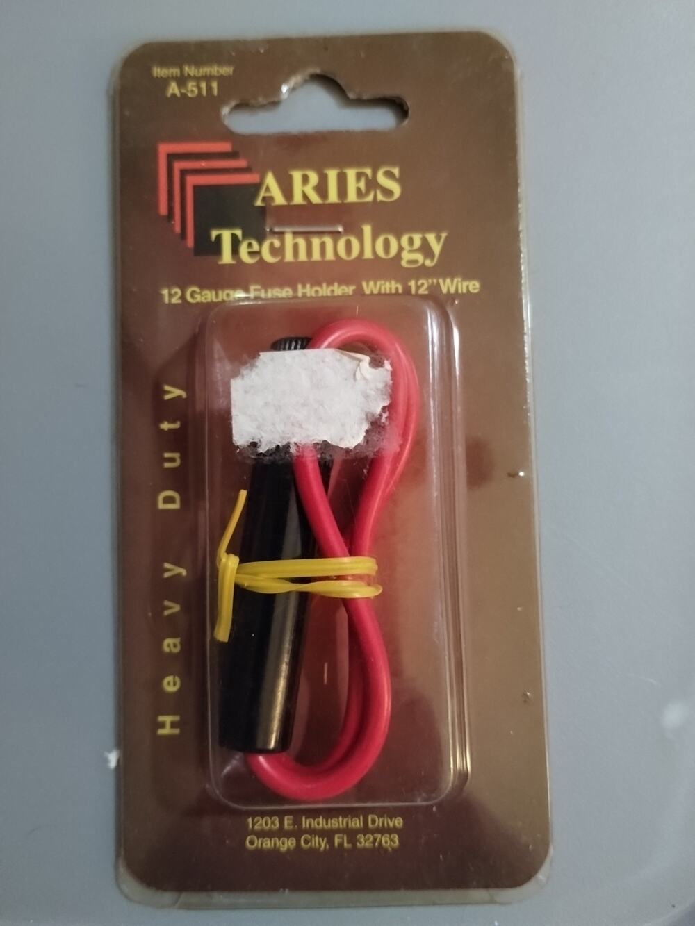 Aries Technology 12 Gauge Fuse Holder with 12" Wire - Item A-511 - Heavy Duty